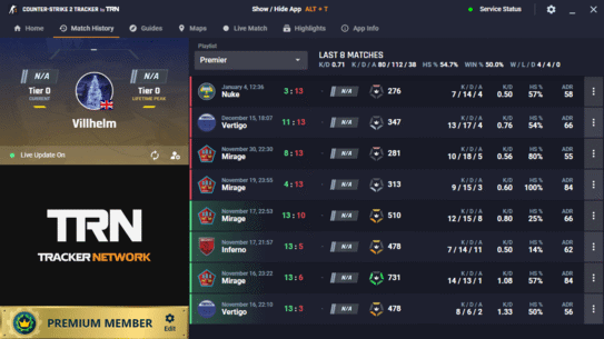 Detailed Match History