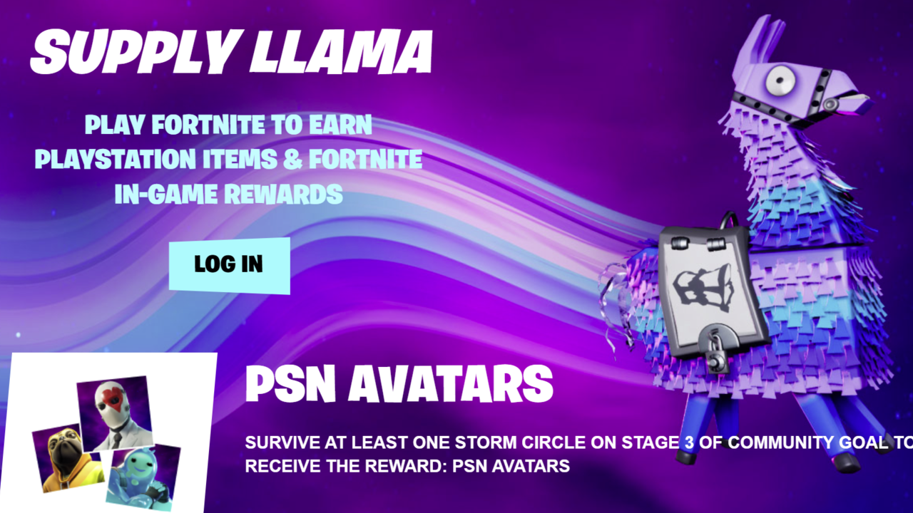 PlayStation Supply Llama Earn FREE cosmetics rewards