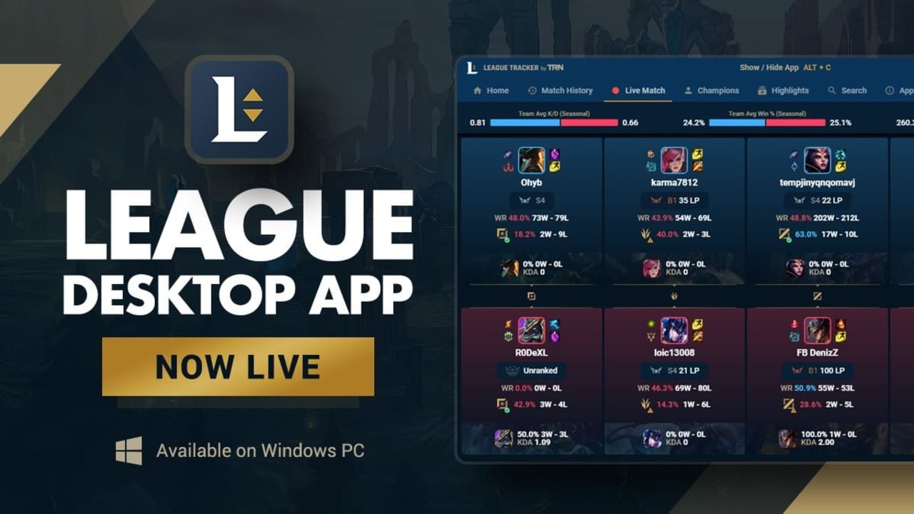 Mobile App for League of Legends - Tracker Network